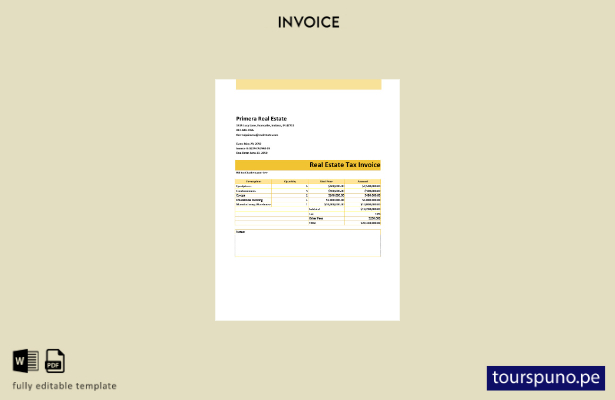 Plantilla de factura de impuesto inmobiliario lista para imprimir.